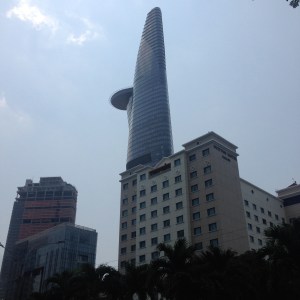 The Bitexco Tower with it's Lotus Blossom curve and tongue like helicopter pad.