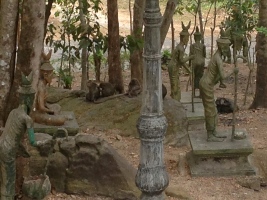 A pack of monkeys in the jungle by Wat Leu.